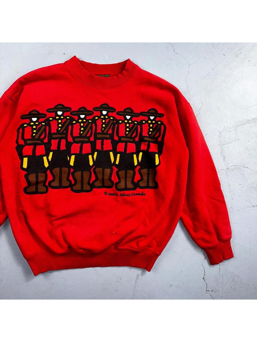 Vtg 90’s Marc Tetro Canada Mountie Police Crewneck Red Sweatshirt S-M